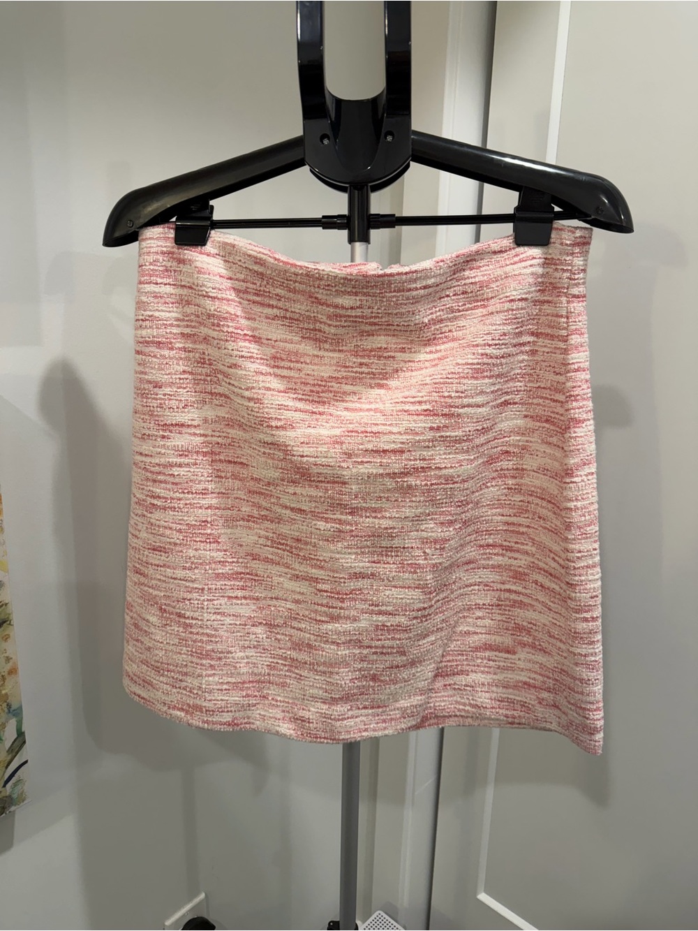 LOFT Pink & Cream Tweed Mini Skirt